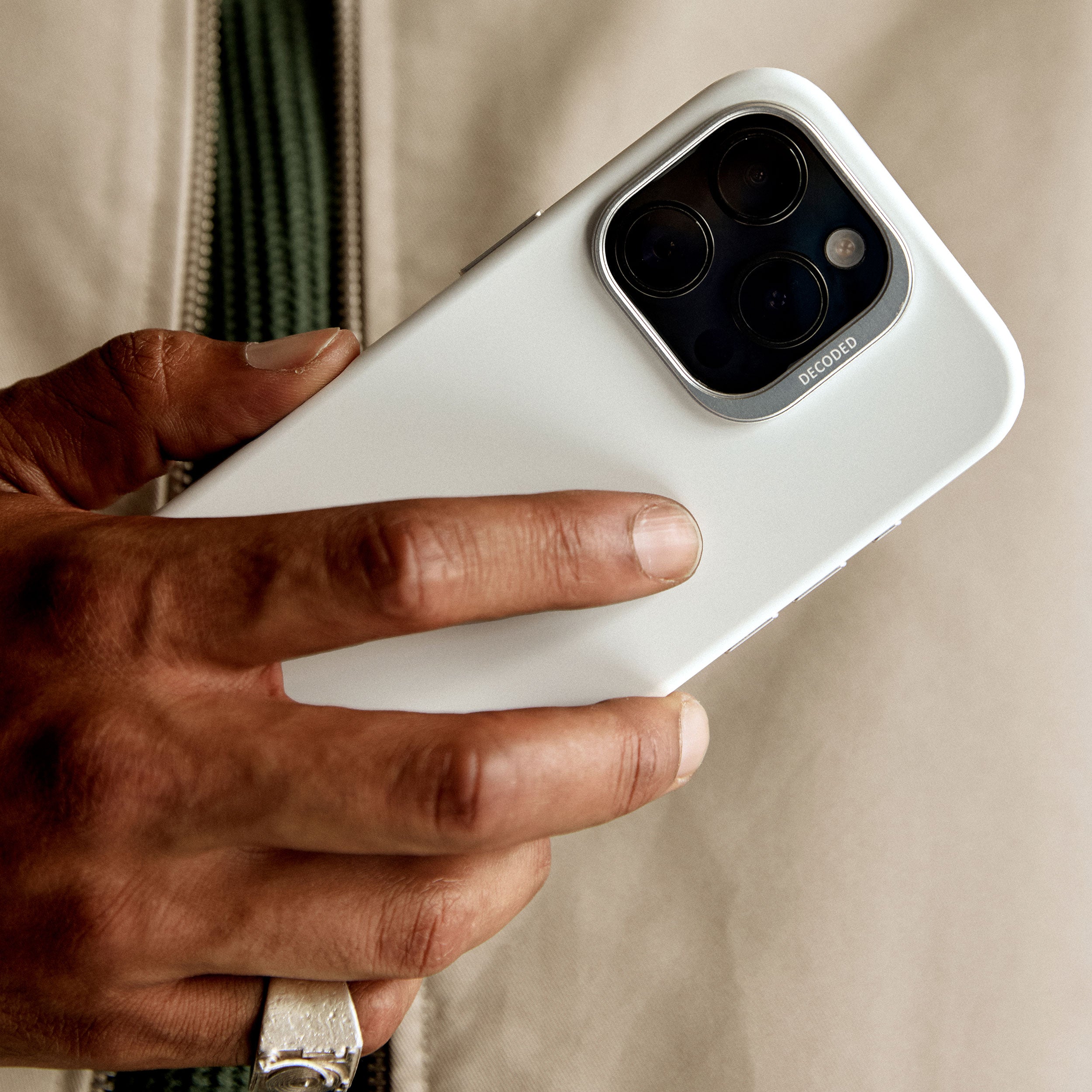 Stone Grey Silicone Case for iPhone 15 Pro