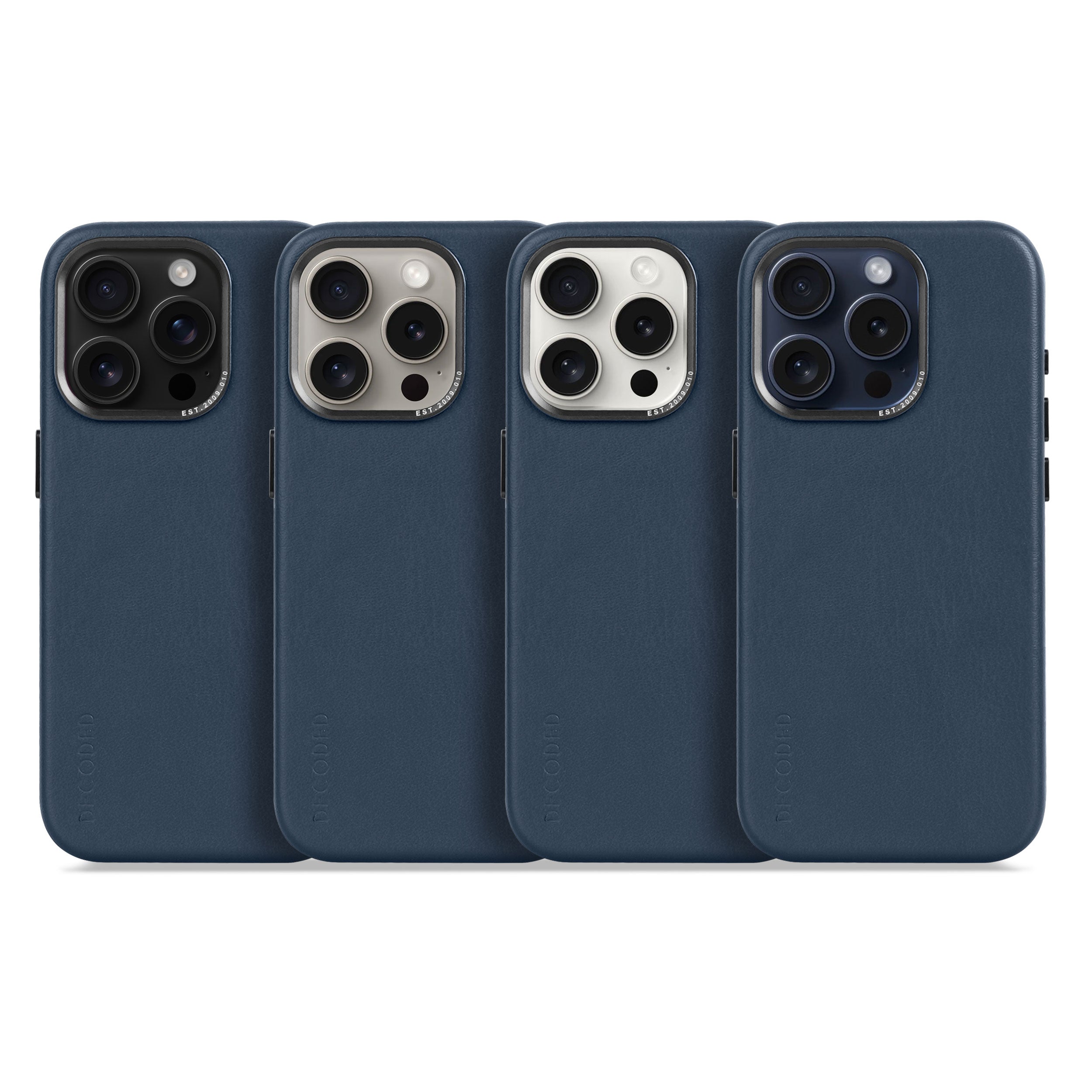 Navy Leather Back Cover for iPhone 15 Pro Max