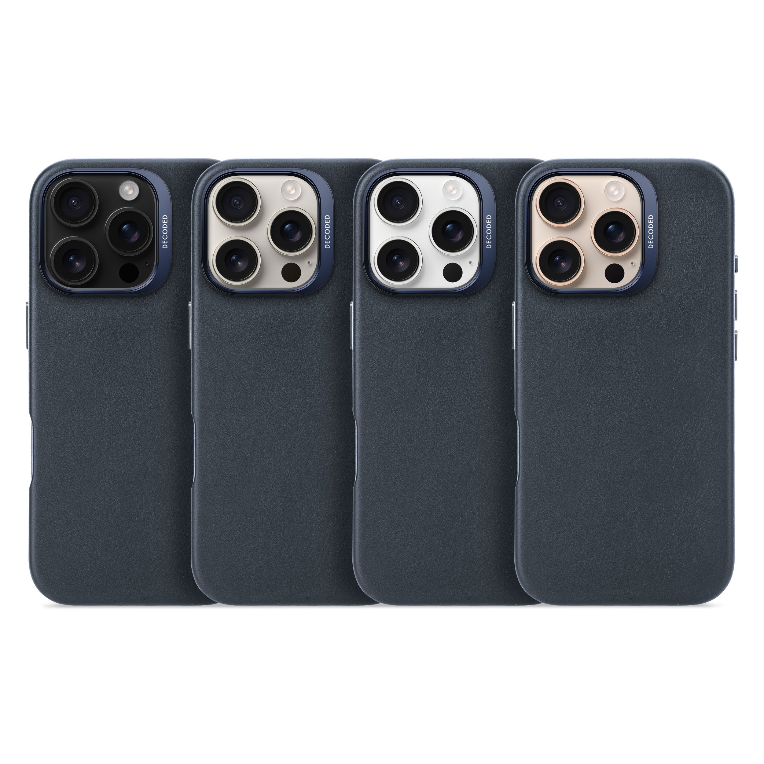 Decoded Navy Blue Leather Case for iPhone 16 Pro