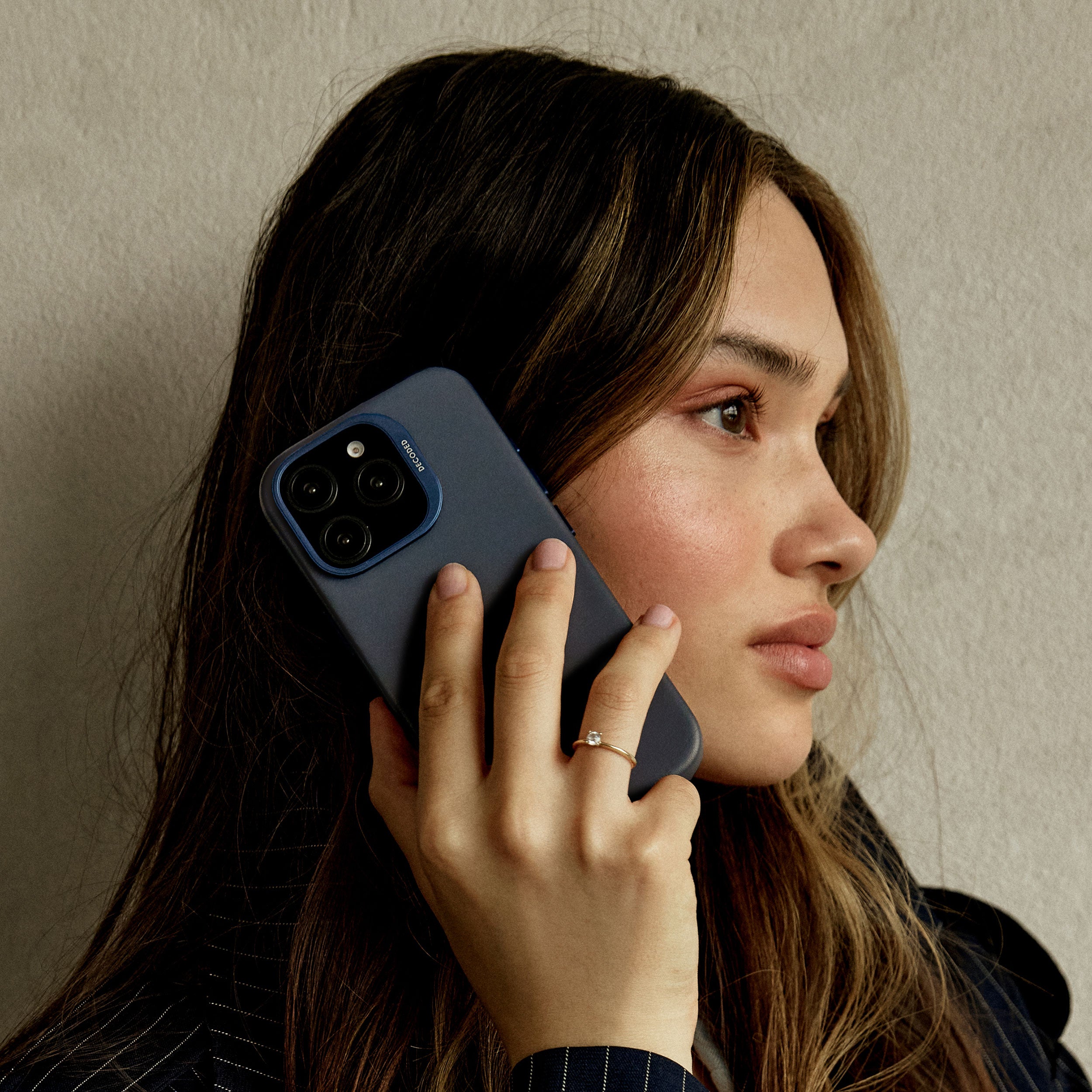 Decoded Navy Blue Leather Case for iPhone 16 Pro