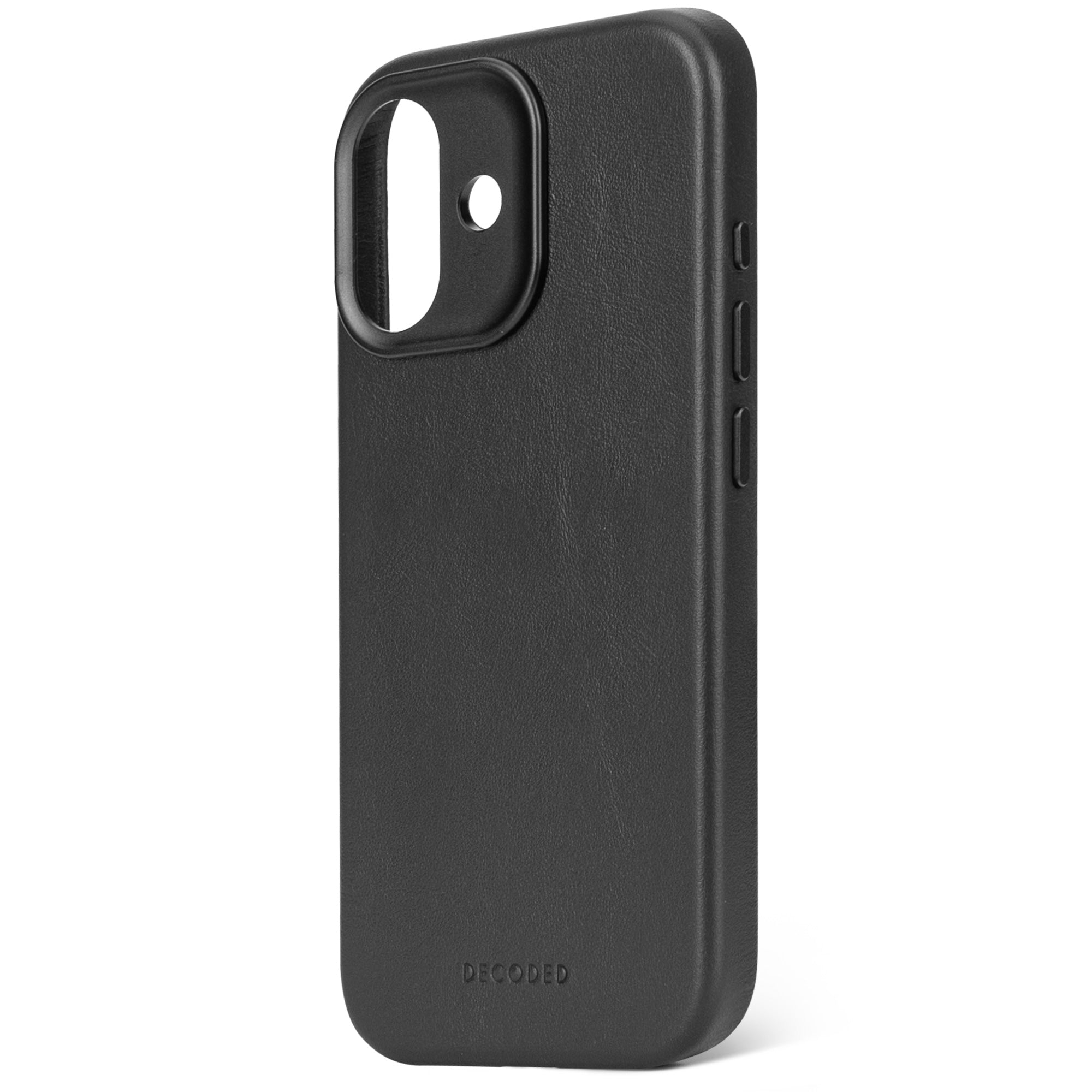 Black Leather Case for iPhone 17 with MagSafe & Metal Camera Ring