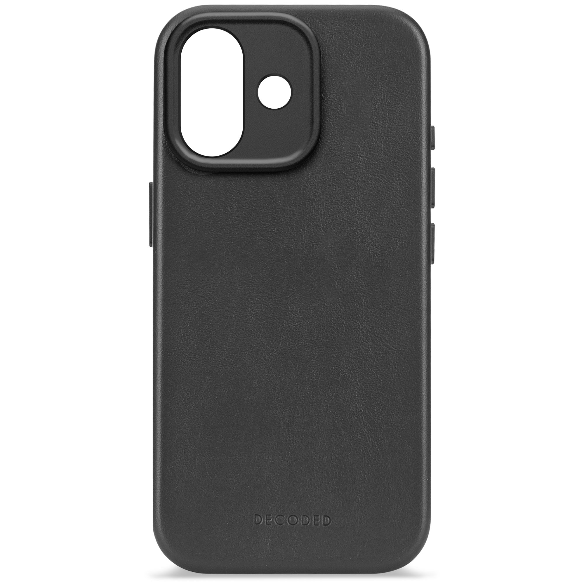Black Leather Case for iPhone 17 with MagSafe & Metal Camera Ring
