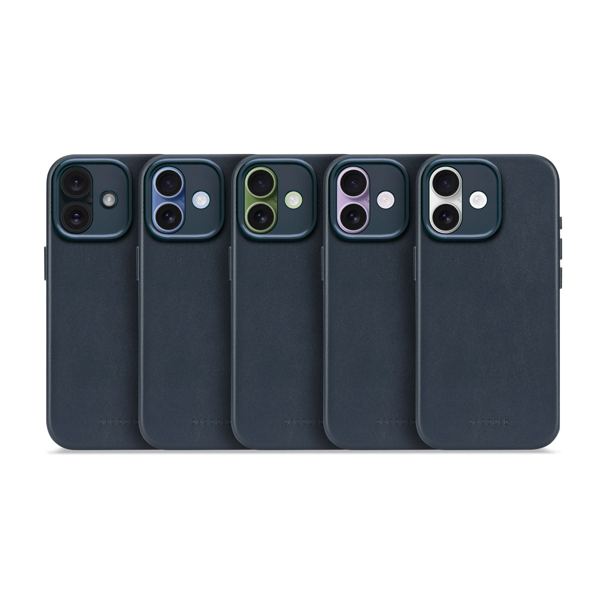 Decoded Navy Shadow Leather Case for iPhone 17
