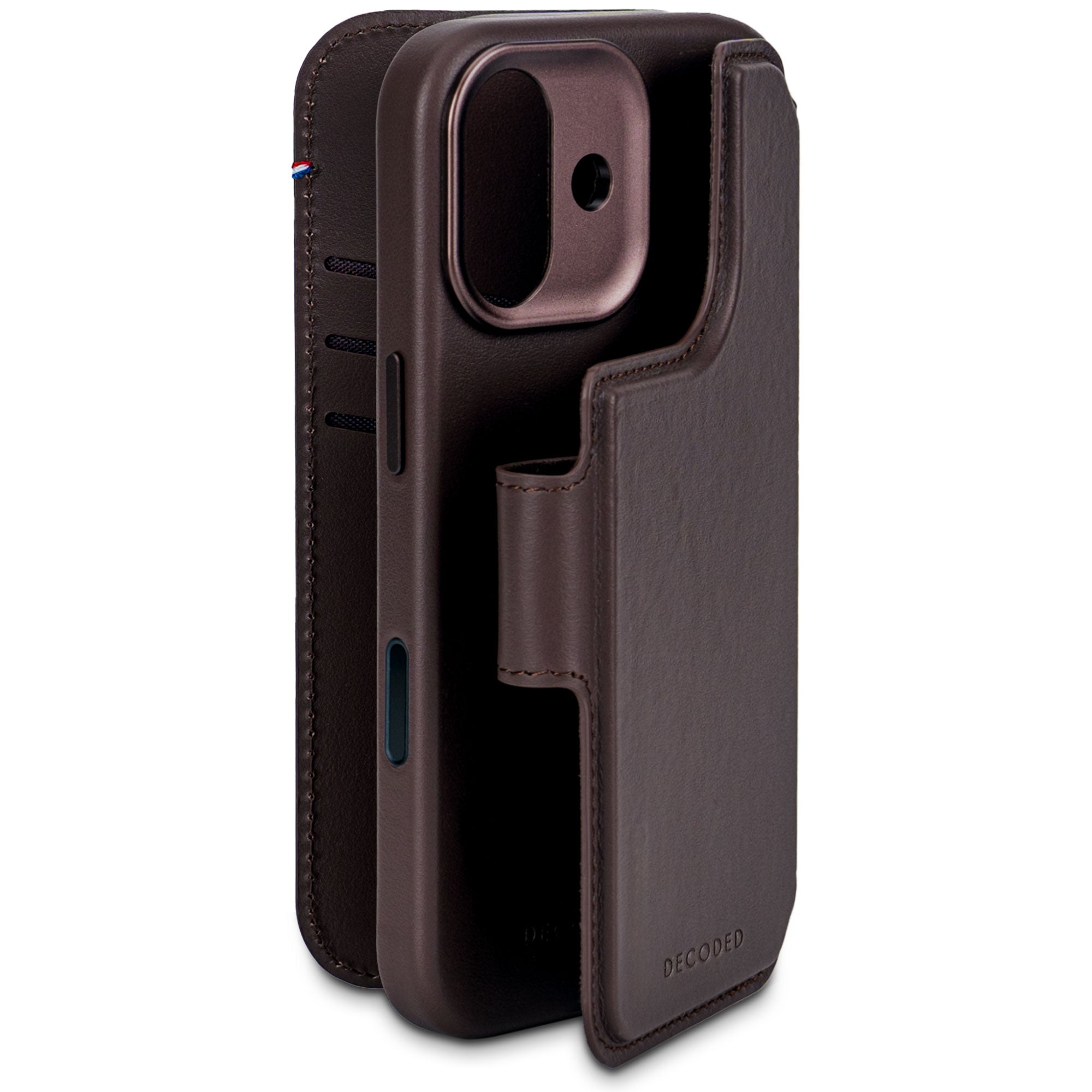 Chocolate Brown Leather Detachable Wallet Case for iPhone 17 with MagSafe