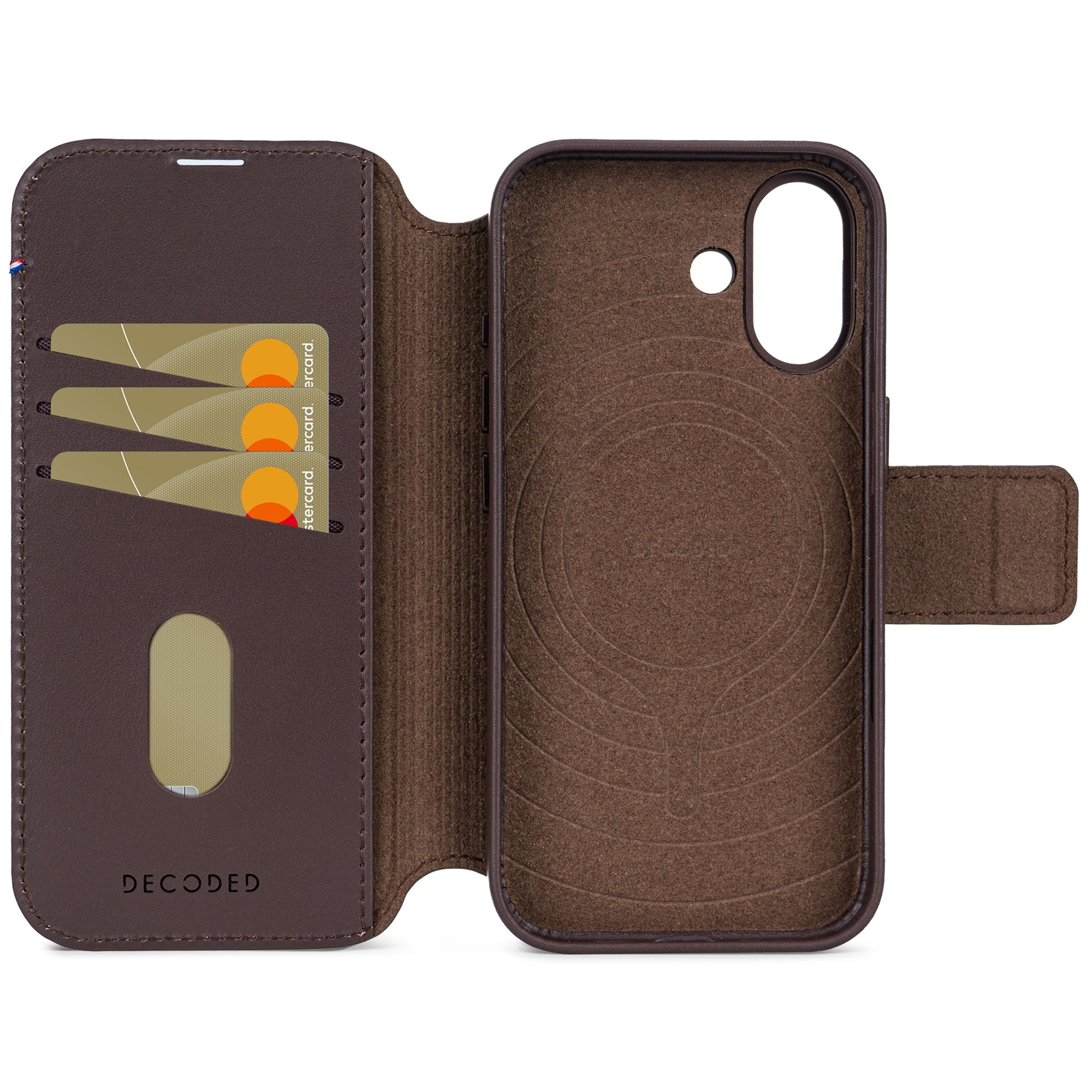 Chocolate Brown Leather Detachable Wallet Case for iPhone 17 with MagSafe