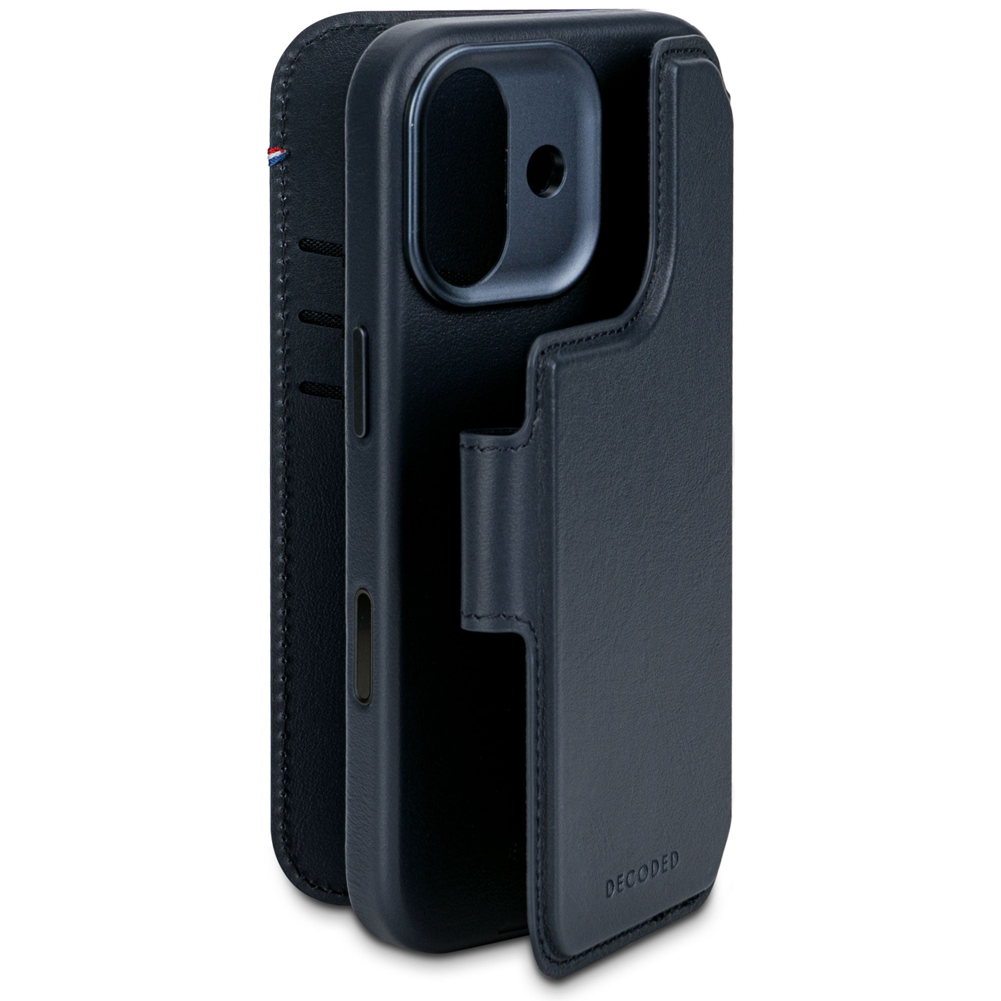 Navy Shadow Leather Detachable Wallet Case for iPhone 17 with MagSafe