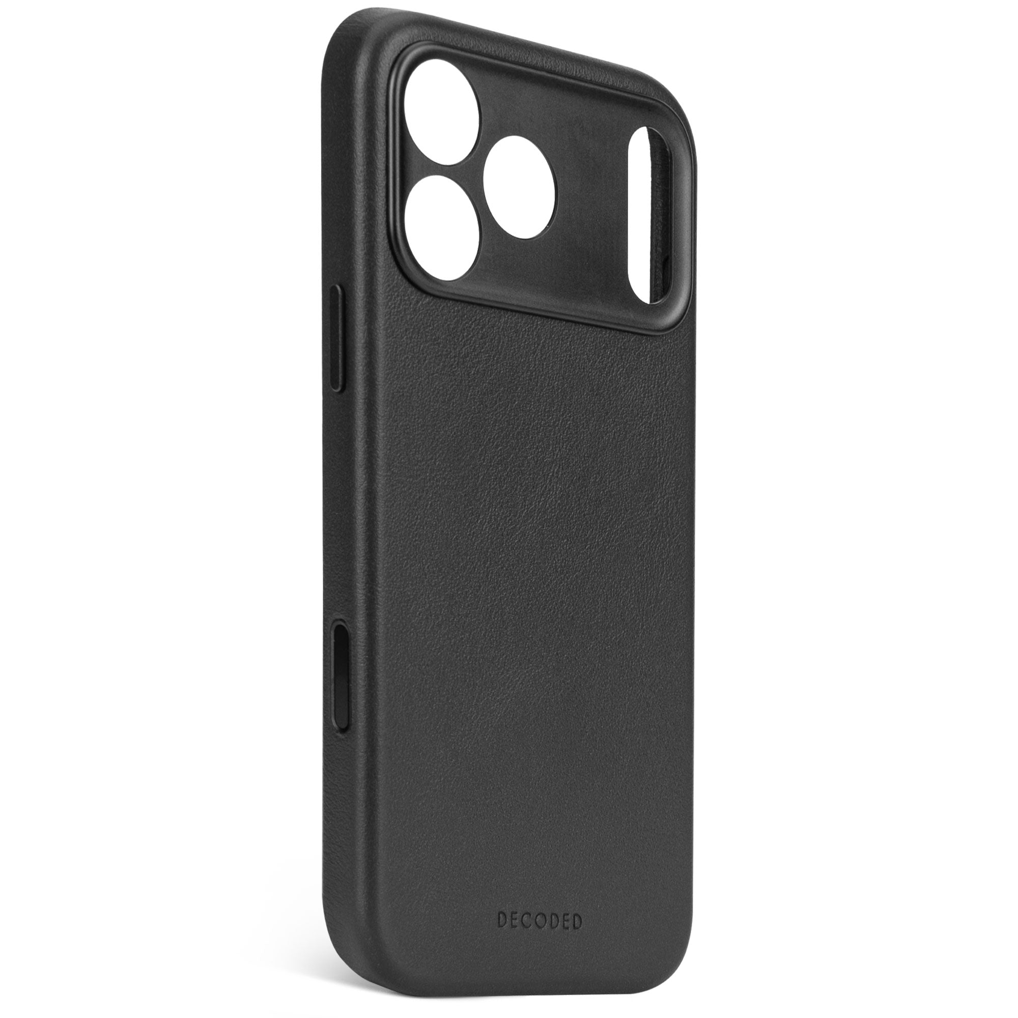 Black Leather Case for iPhone 17 Pro with MagSafe & Metal Camera Ring