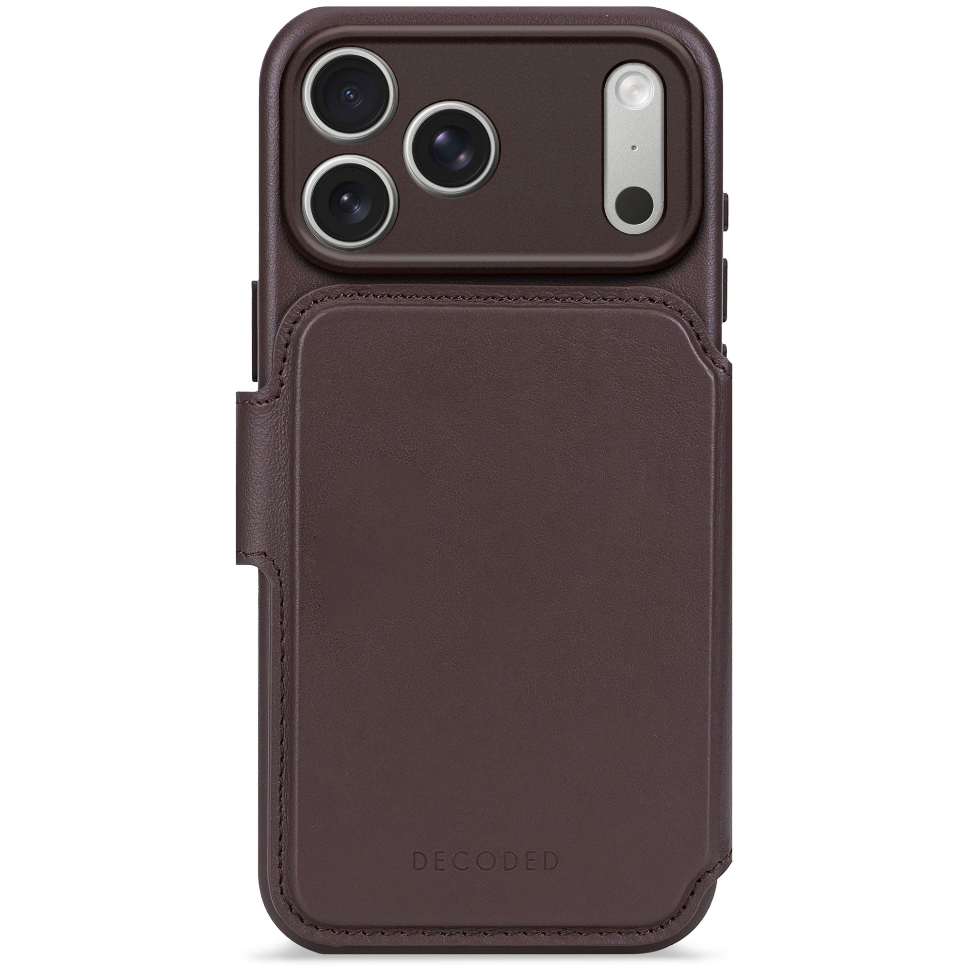 Chocolate Brown Leather Detachable Wallet Case for iPhone 17 Pro with MagSafe