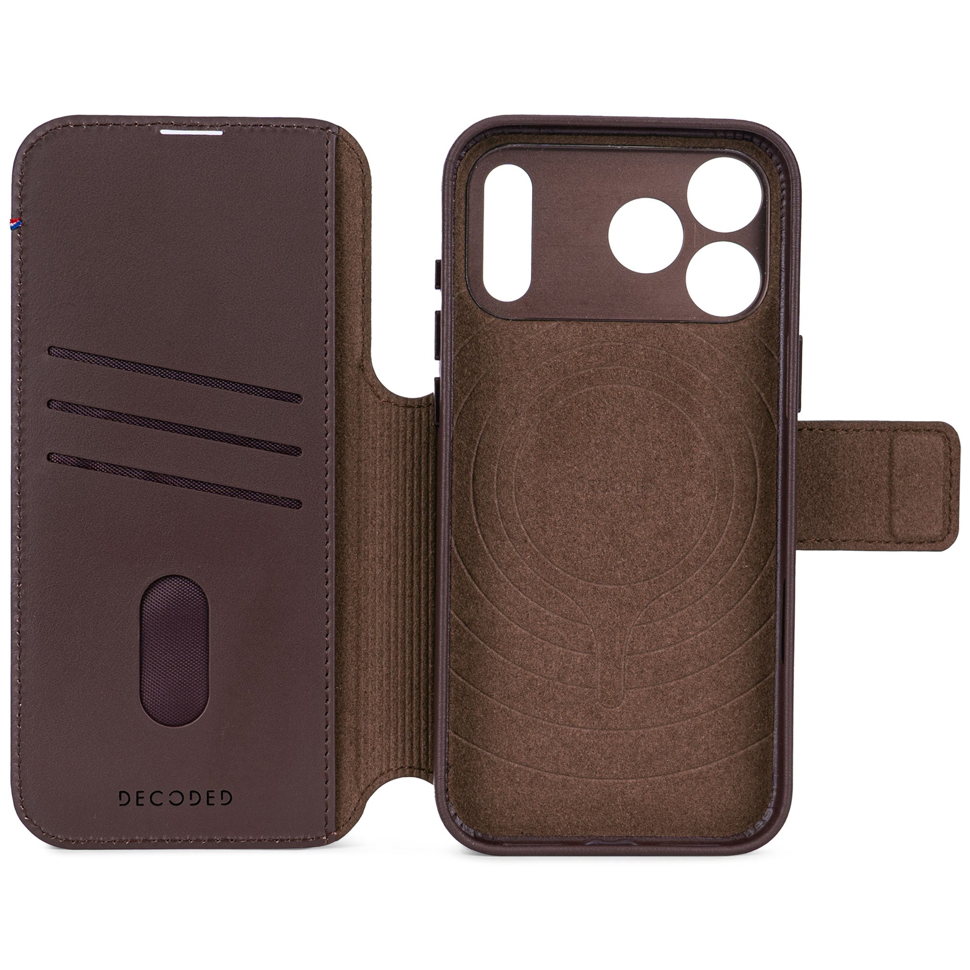 Chocolate Brown Leather Detachable Wallet Case for iPhone 17 Pro with MagSafe