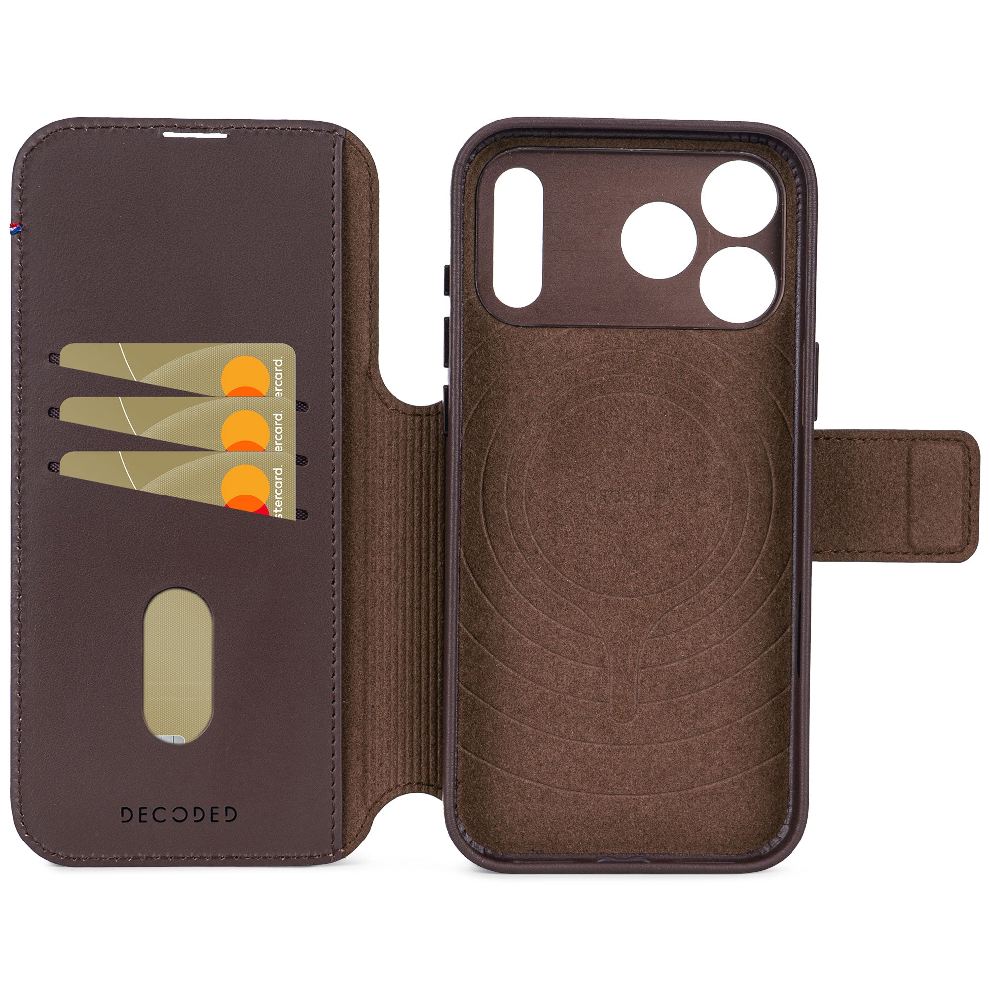 Chocolate Brown Leather Detachable Wallet Case for iPhone 17 Pro with MagSafe