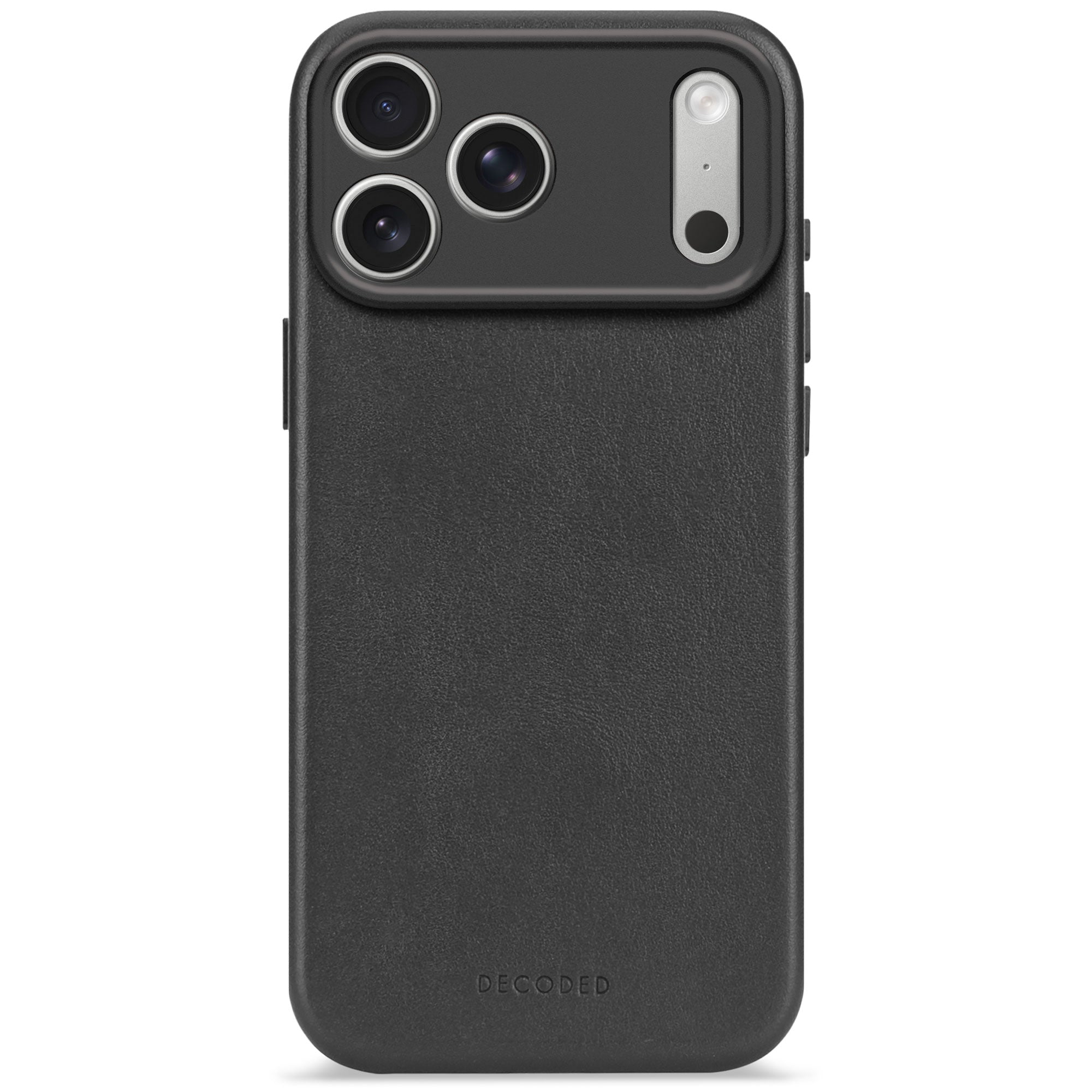 Black Leather Case for iPhone 17 Pro Max with MagSafe & Metal Camera Ring