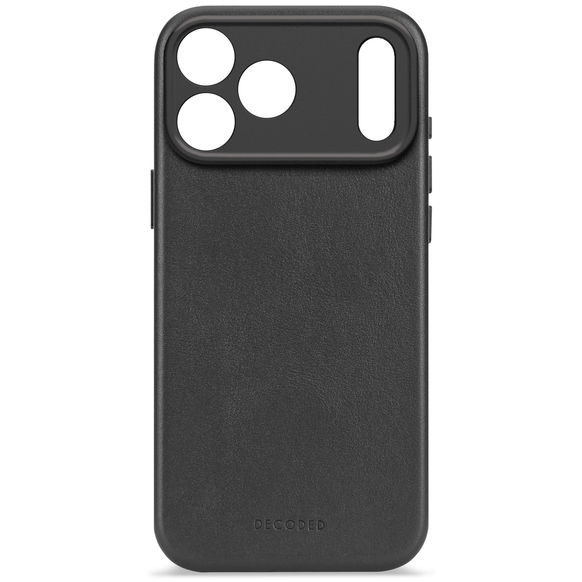 Black Leather Case for iPhone 17 Pro Max with MagSafe & Metal Camera Ring
