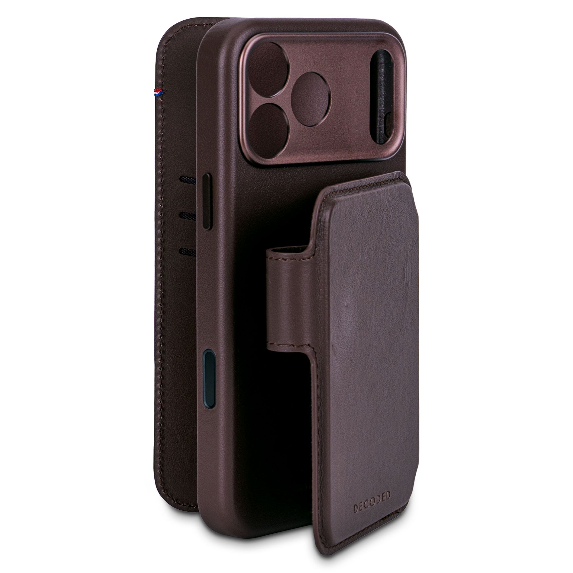 Chocolate Brown Leather Detachable Wallet Case for iPhone 17 Pro Max with MagSafe