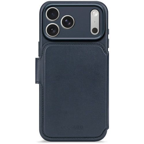 Decoded Navy Shadow Leather Detachable Wallet for iPhone 17 Pro Max