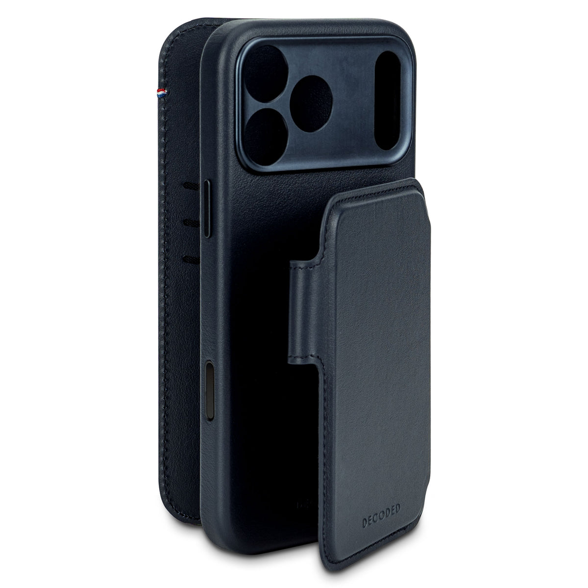 Decoded Navy Shadow Leather Detachable Wallet for iPhone 17 Pro Max