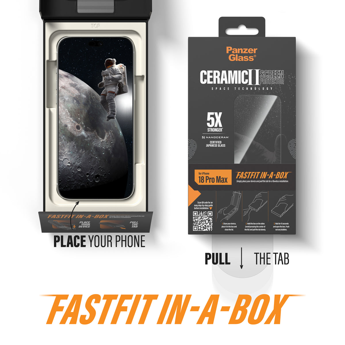 PanzerGlass Ceramic Screen Protector for iPhone 18 Pro Max & 17 Pro Max – Ultra-Wide Fit with FASTFIT IN-A-BOX
