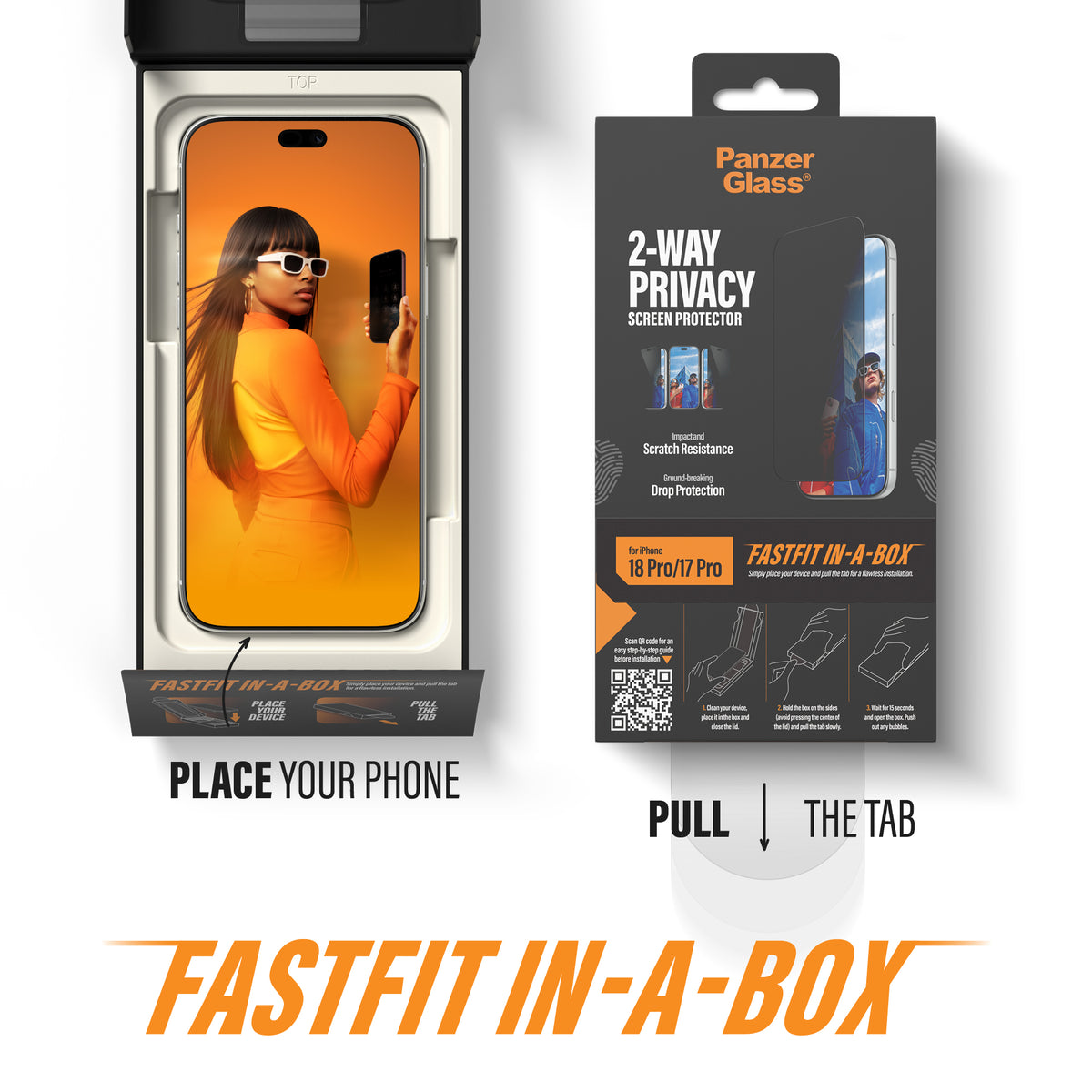 PanzerGlass 2-Way Privacy Screen Protector for iPhone 18 Pro – Ultra-Wide Fit with FASTFIT IN-A-BOX