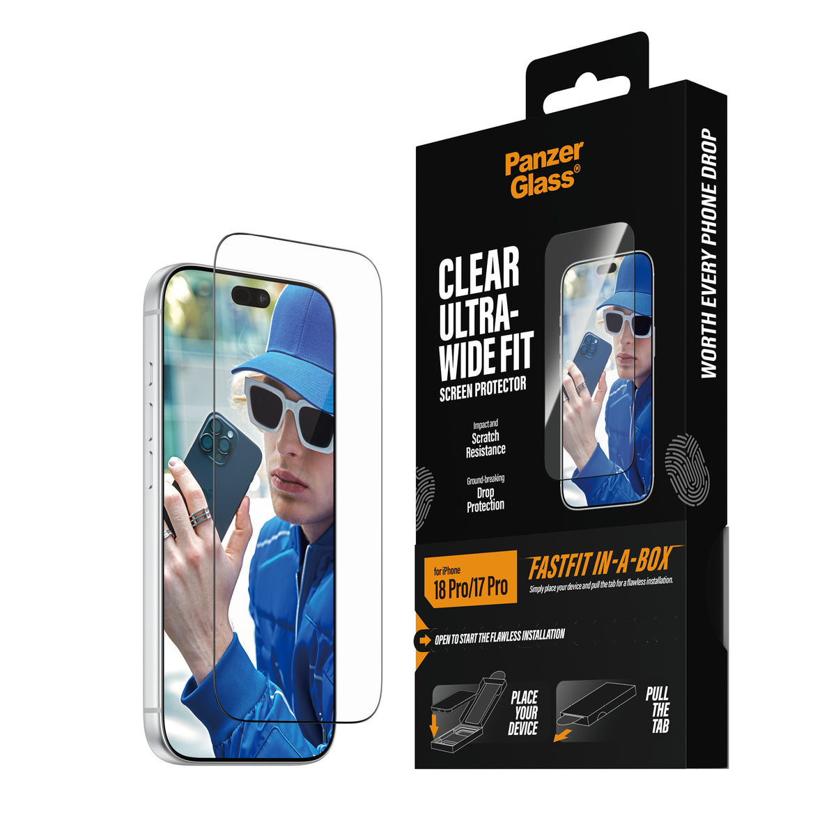 PanzerGlass Clear Screen Protector for iPhone 18 Pro – Ultra-Wide Fit with FASTFIT IN-A-BOX