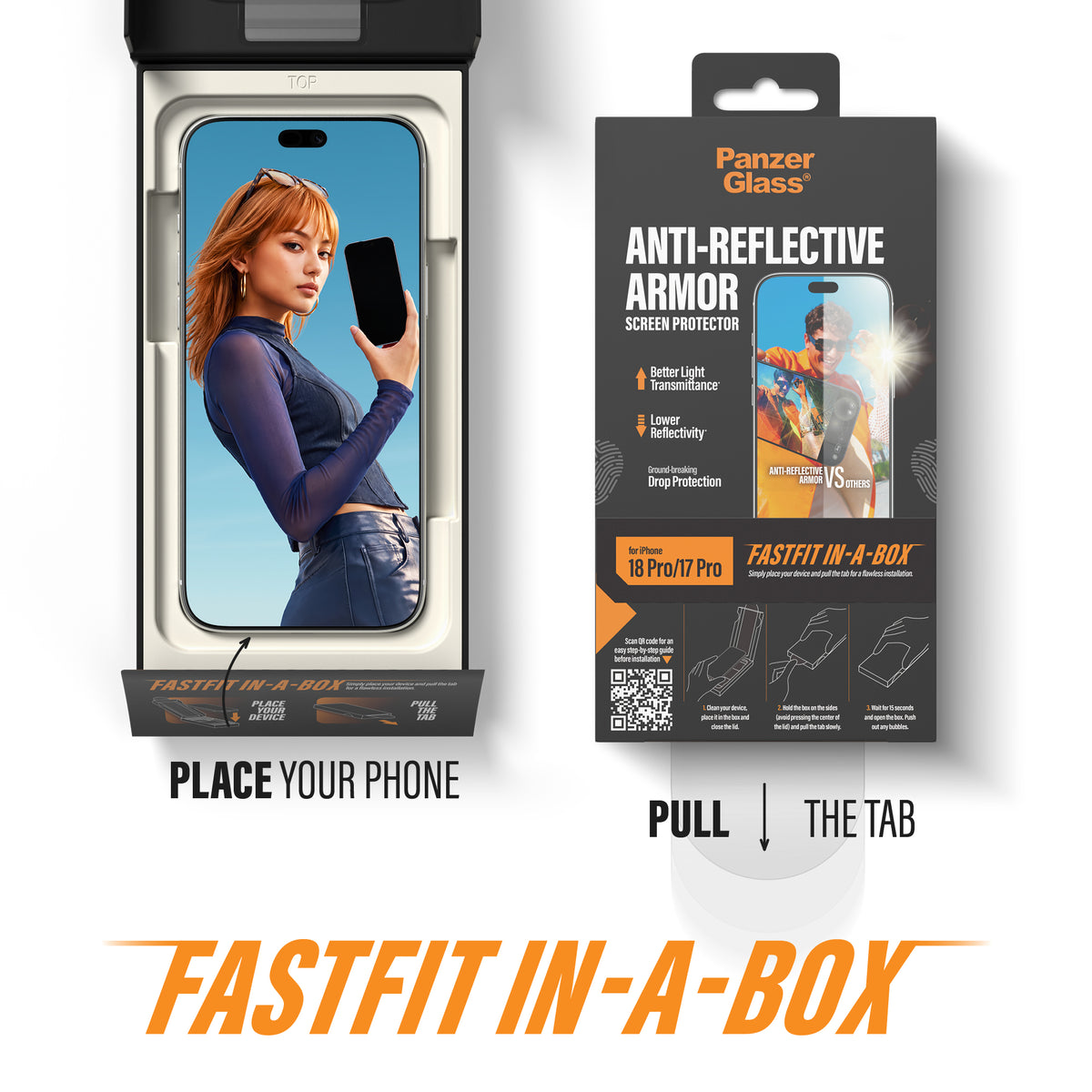 PanzerGlass Anti-Reflective Armor Screen Protector for iPhone 18 Pro – Ultra-Wide Fit with FASTFIT IN-A-BOX