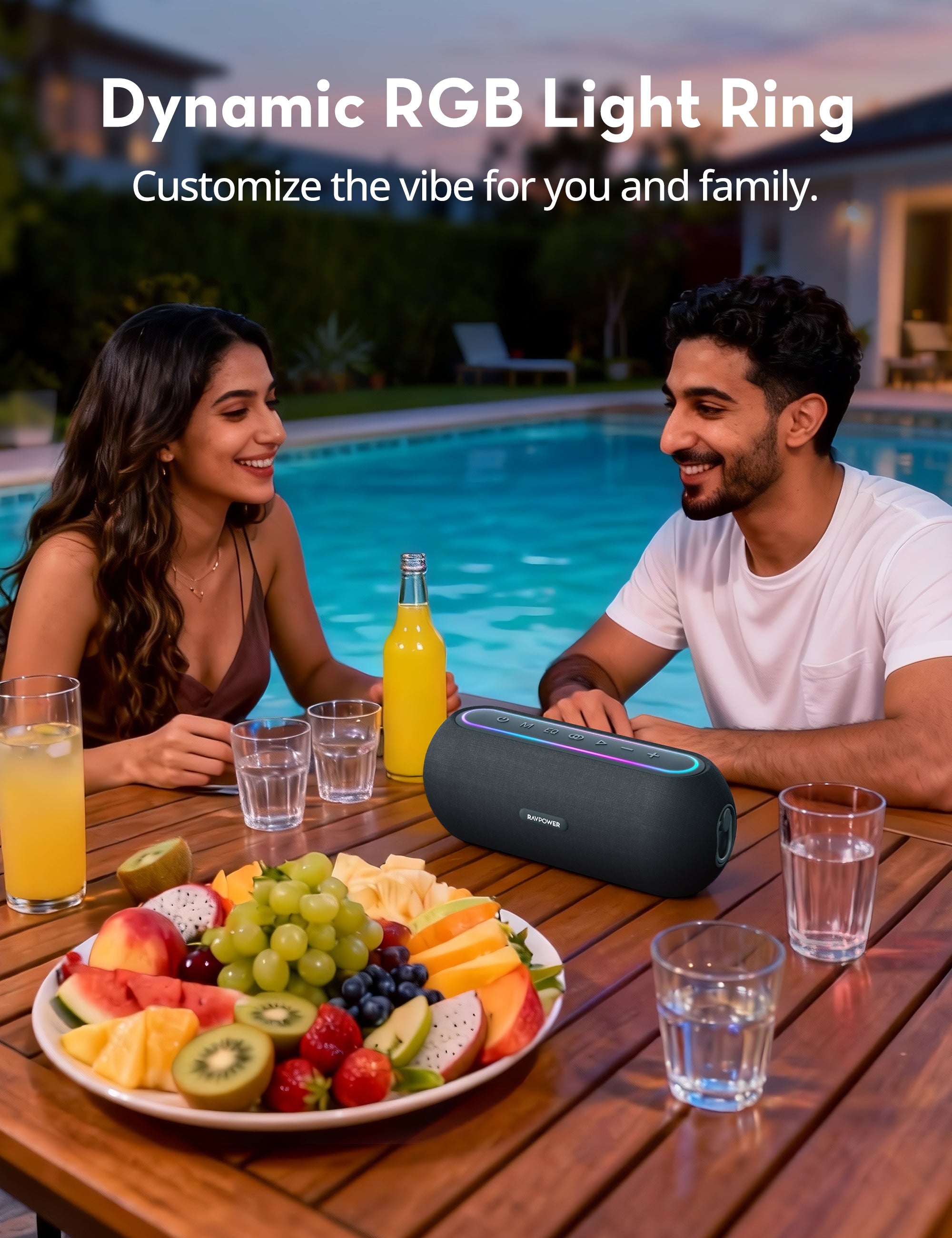 45W Bluetooth Speaker with RGB Lights & Stereo Pairing