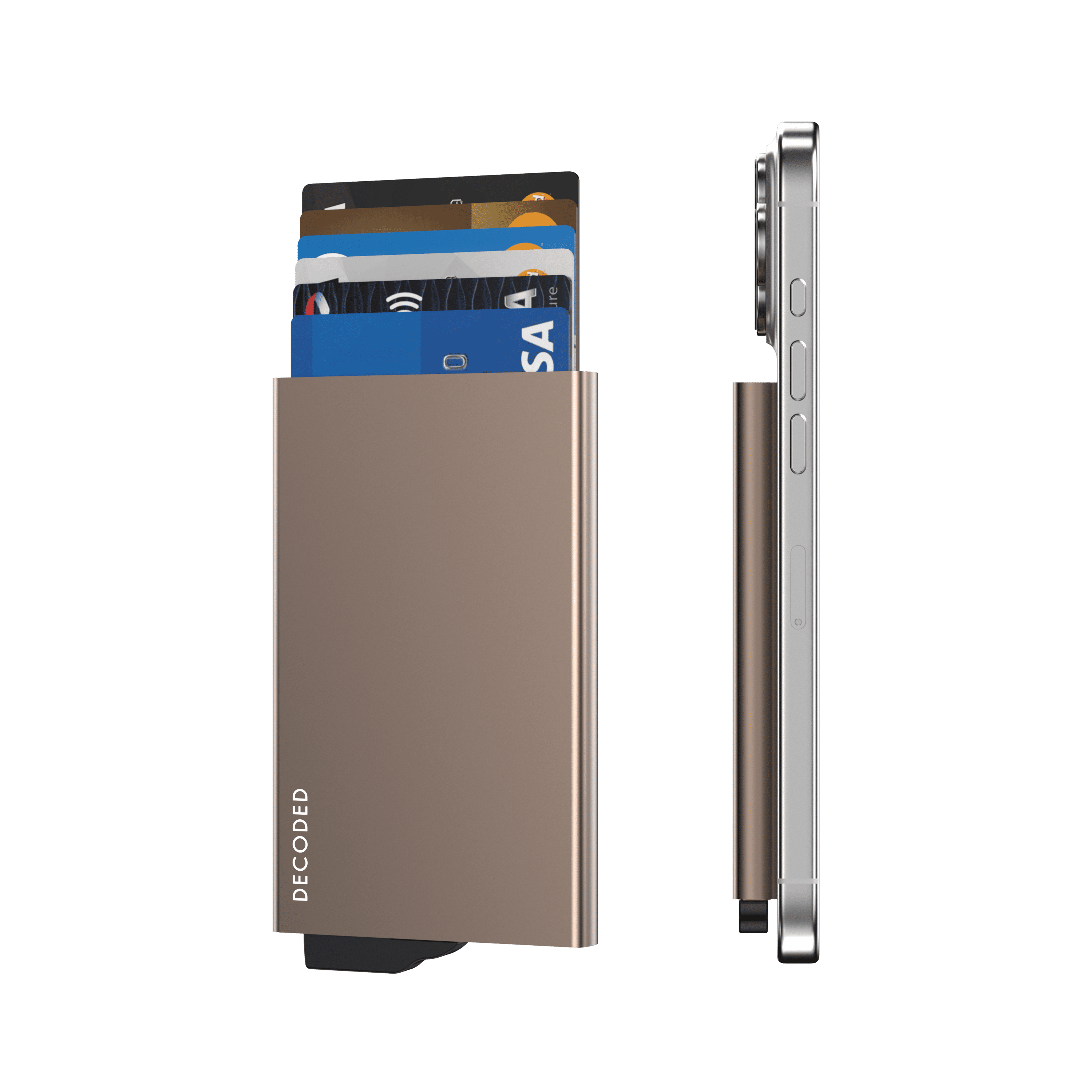 Desert Gold MagSafe Aluminum Cardholder for iPhone – Slim Magnetic Wallet with RFID Protection