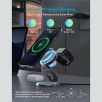 3-in-1 Magnetic Wireless Charging Station – Qi2 & MagSafe Certified
