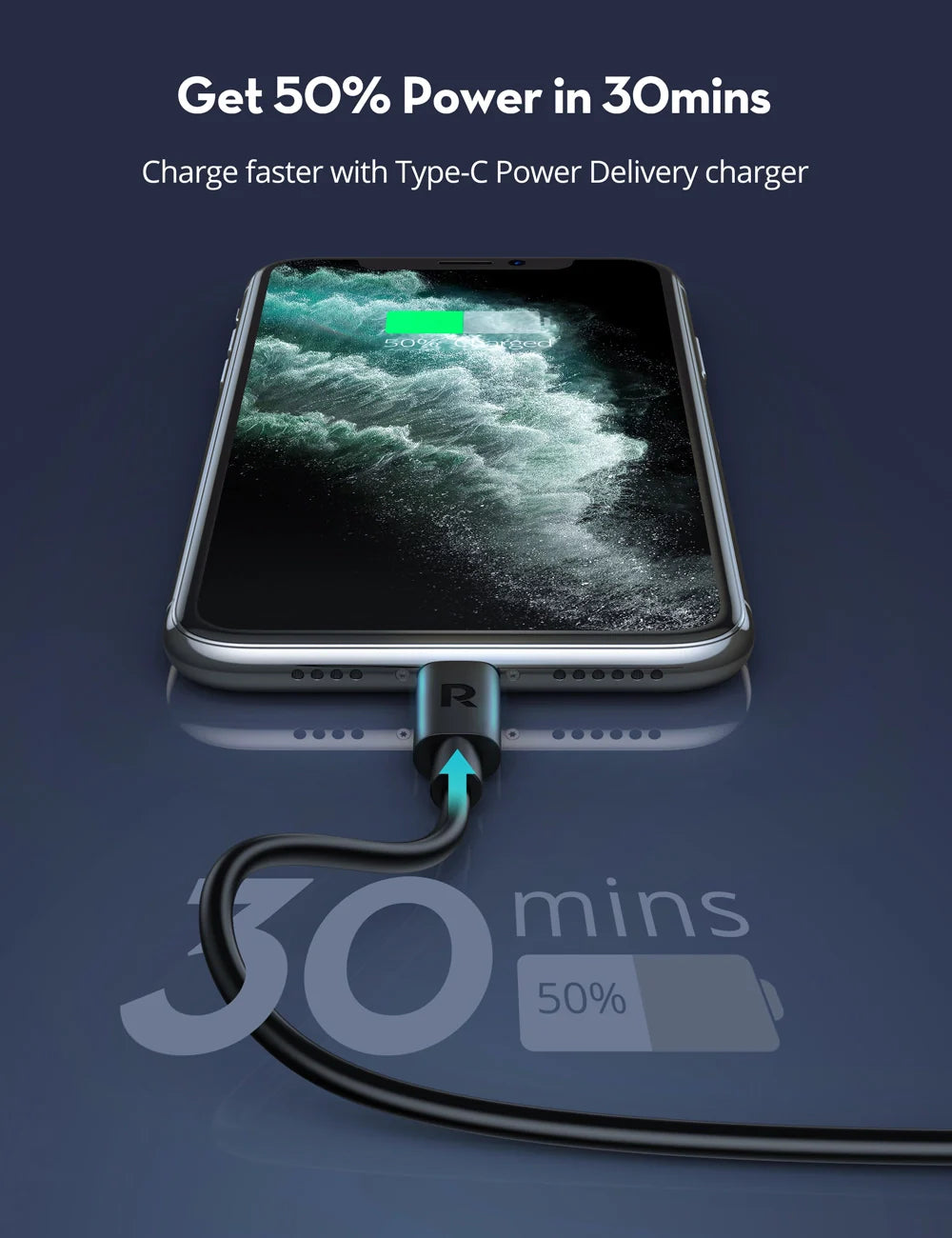 USB-C to Lightning Fast Charging Cable – MFi Certified, 1 Meter