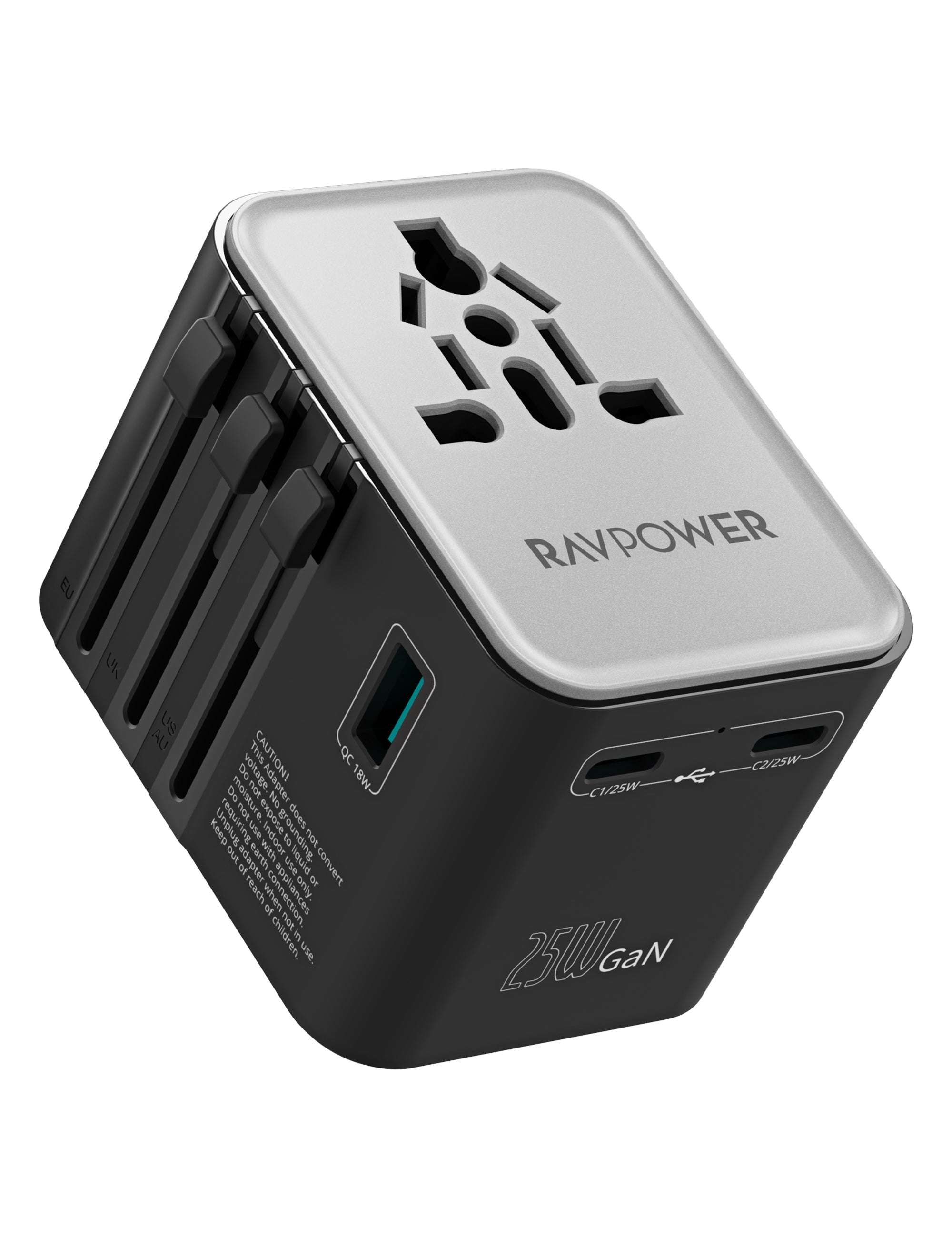 25W International Travel Adapter – USB-C Fast Charging, Worldwide Use