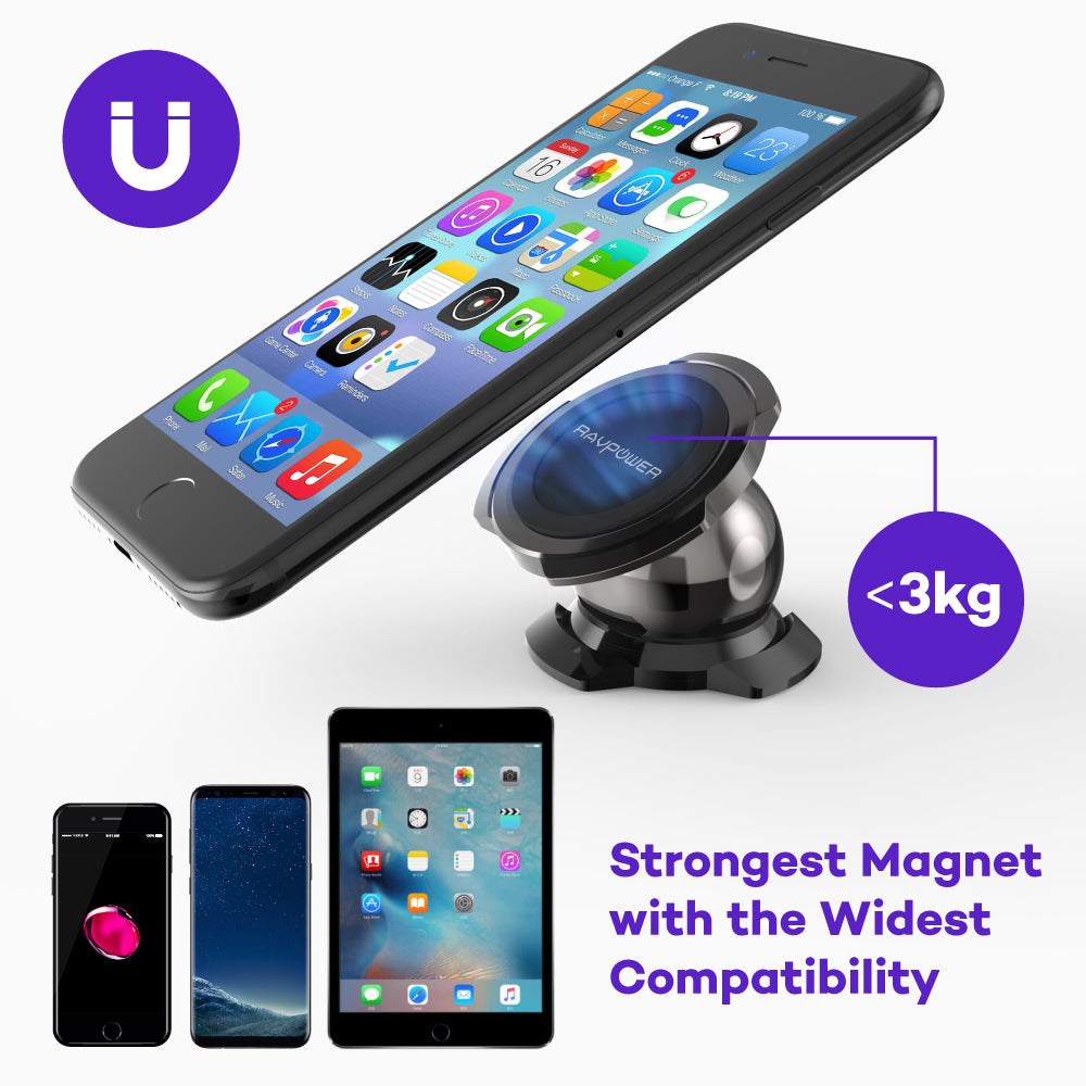 Magnetic Car Phone Mount – 360° Adjustable, Secure Dashboard & Vent Hold
