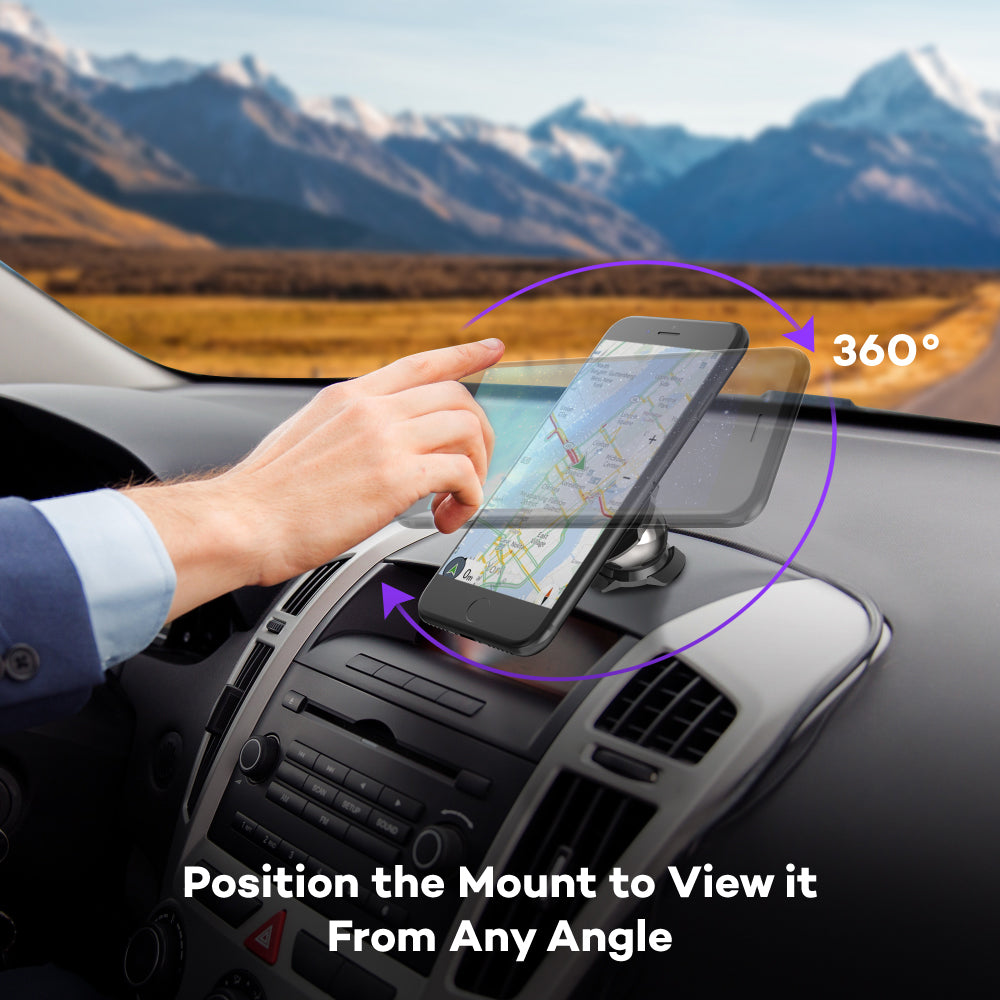 Magnetic Car Phone Mount – 360° Adjustable, Secure Dashboard & Vent Hold