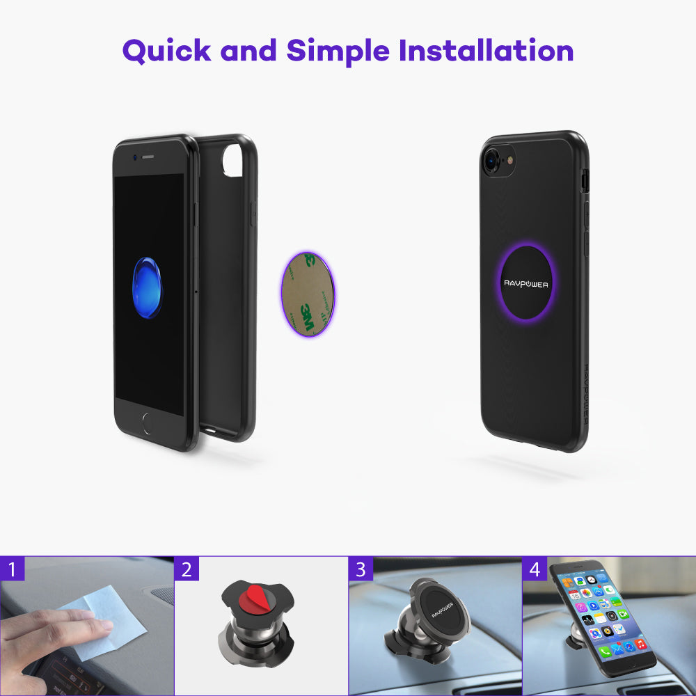 Magnetic Car Phone Mount – 360° Adjustable, Secure Dashboard & Vent Hold